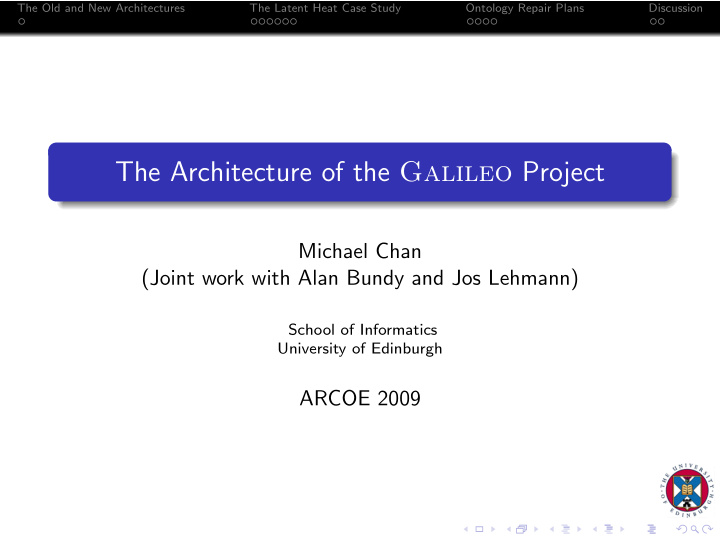 the architecture of the galileo project