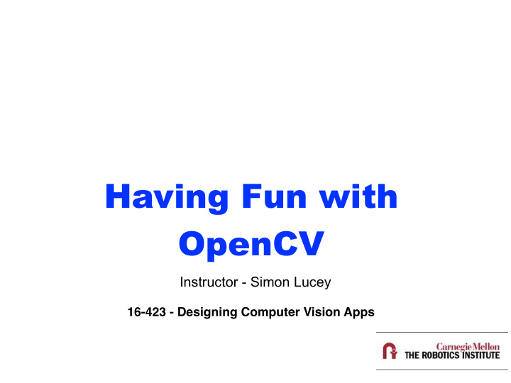 having fun with opencv