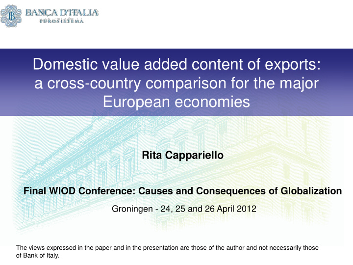 domestic value added content of exports a cross country