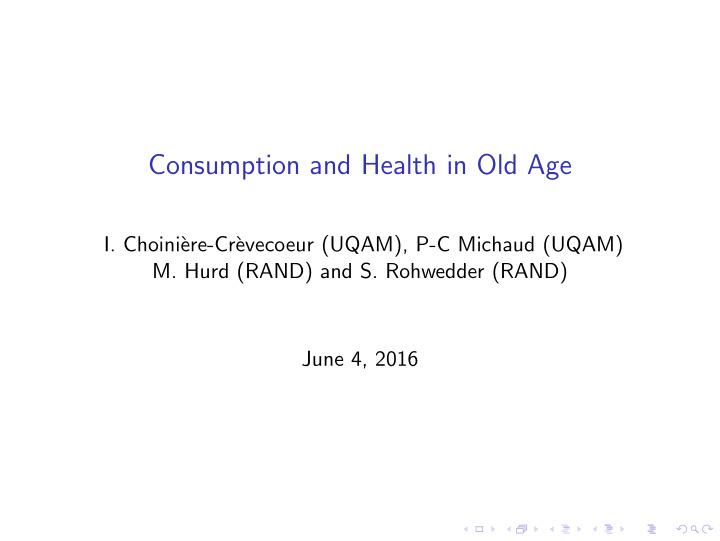 consumption and health in old age
