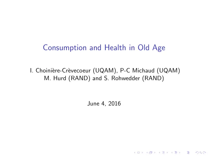 consumption and health in old age
