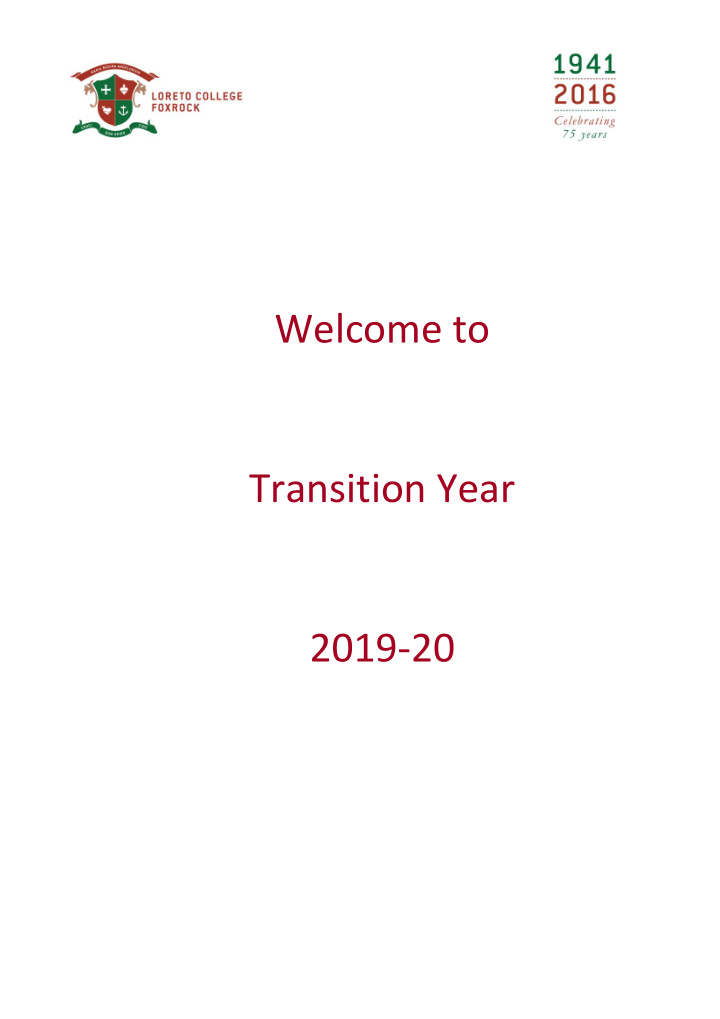 welcome to transition year 2019 20