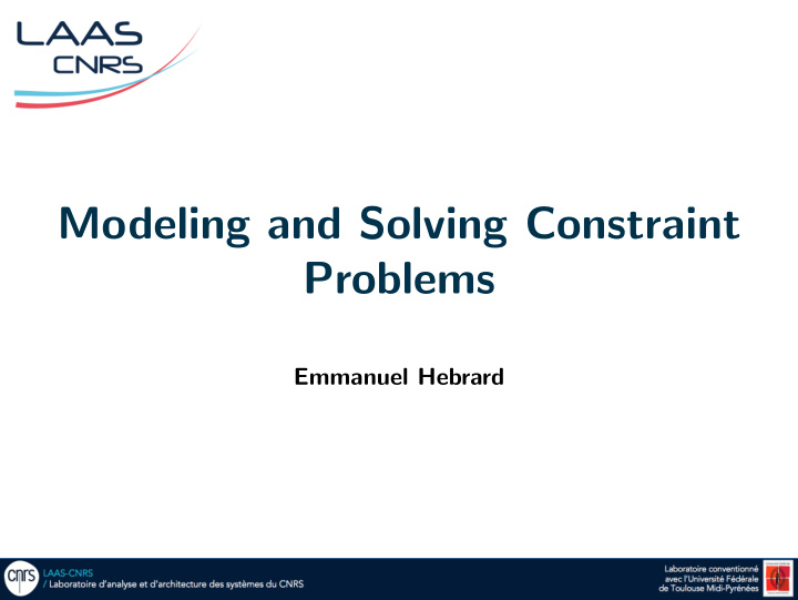 modeling and solving constraint problems