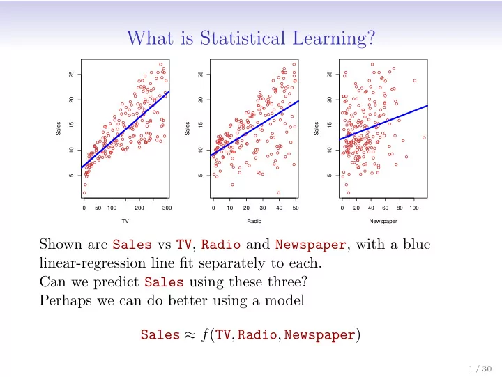 what is statistical learning