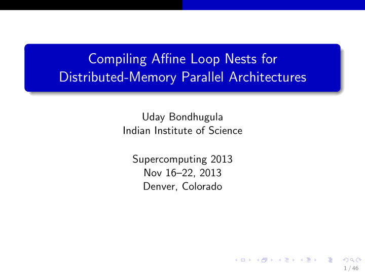 compiling affine loop nests for distributed memory