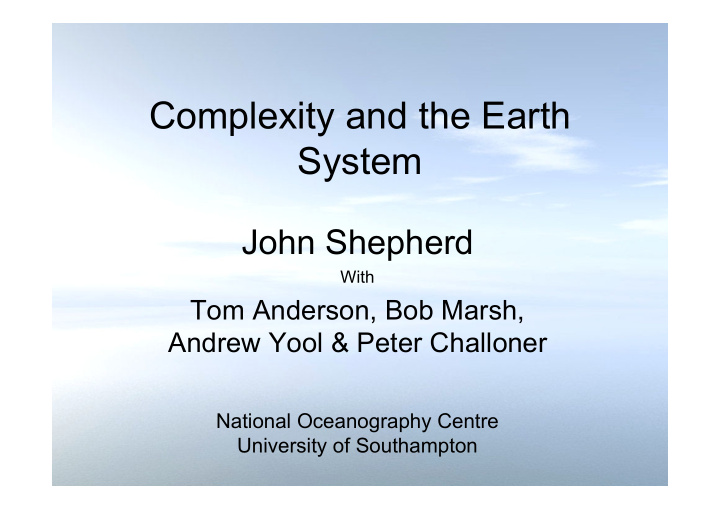 complexity and the earth system