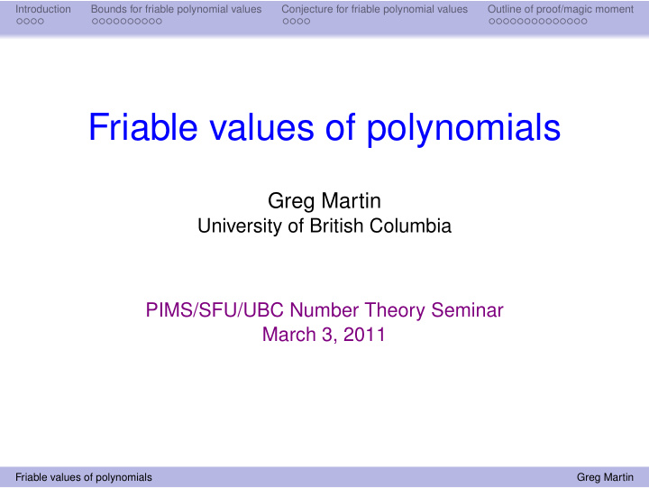friable values of polynomials