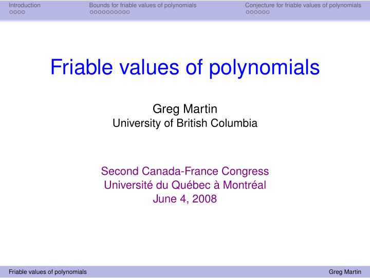 friable values of polynomials
