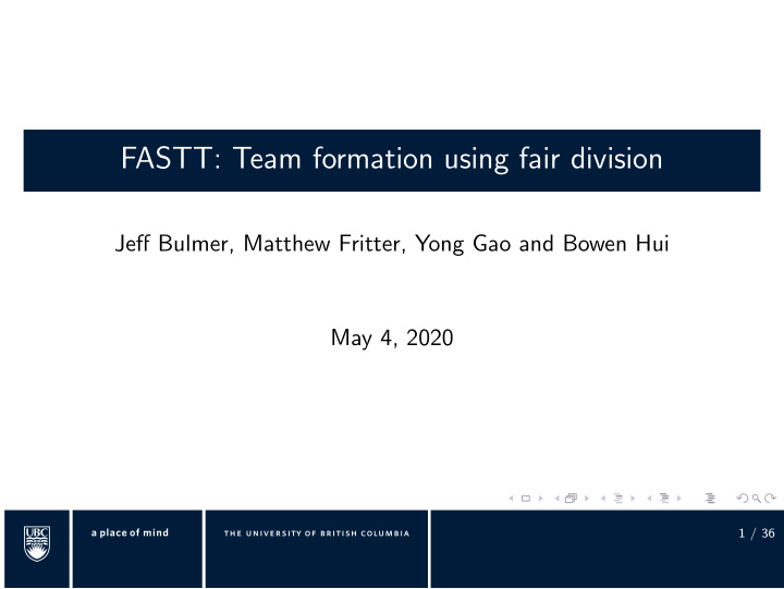 fastt team formation using fair division