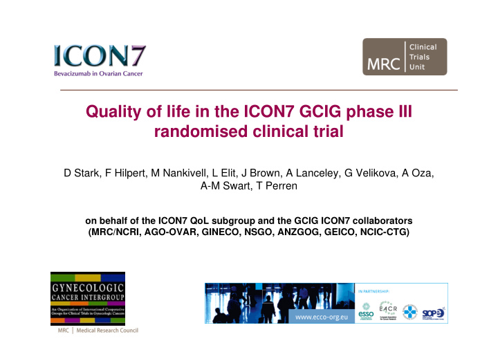 quality of life in the icon7 gcig phase iii randomised