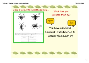 You have used Carl  Linnaeus' classification to  answer this question!  1  Science  Glossary