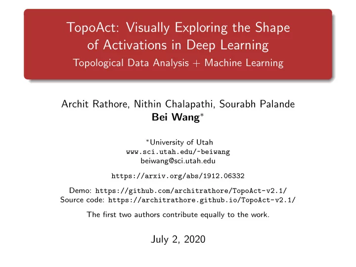 topoact visually exploring the shape of activations in