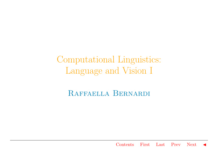 computational linguistics language and vision i