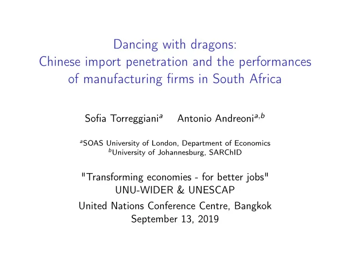 dancing with dragons chinese import penetration and the