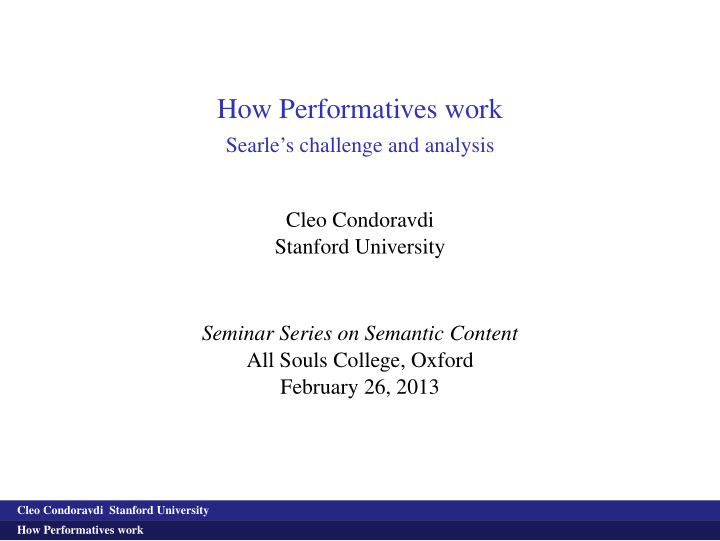 how performatives work