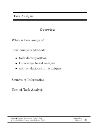 T  ask  Analysis  Ov  erview  What  is  task  analysis?  T  ask  Analysis  Metho  ds    task