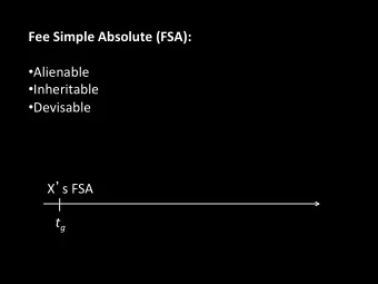 Fee Simple Absolute (FSA):  Alienable  Inheritable  Devisable X  s FSA t g  Crea5on of