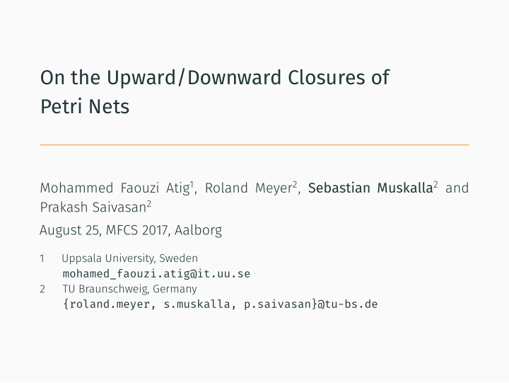 on the upward downward closures of petri nets