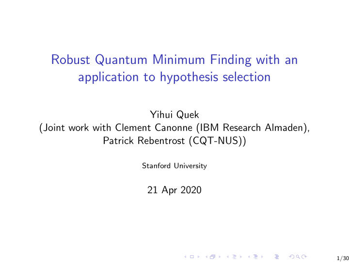 robust quantum minimum finding with an application to
