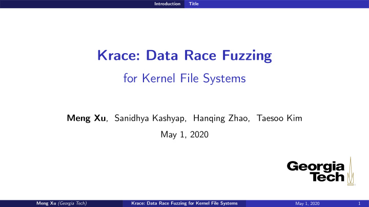 krace data race fuzzing