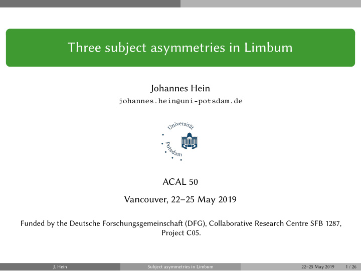 three subject asymmetries in limbum
