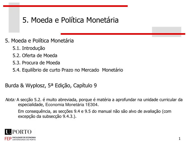 5 moeda e pol tica monet ria