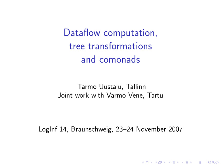 dataflow computation tree transformations and comonads