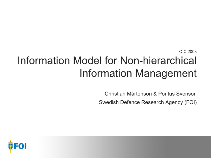information model for non hierarchical information