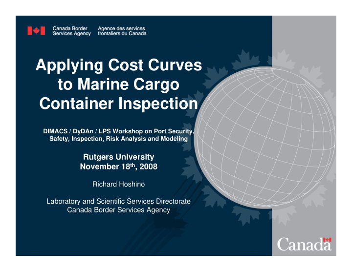 applying cost curves to marine cargo container inspection