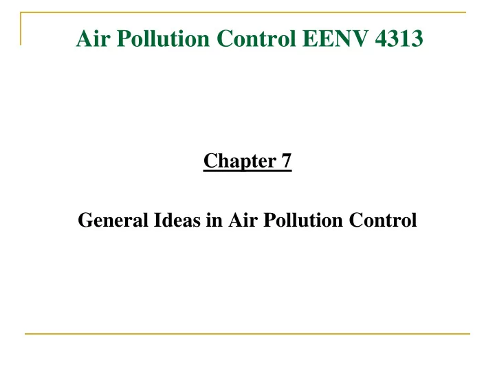 general options to control air pollution problems i
