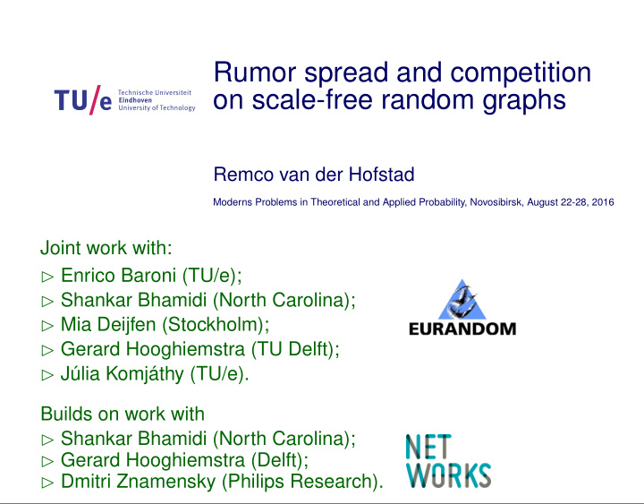 rumor spread and competition on scale free random graphs