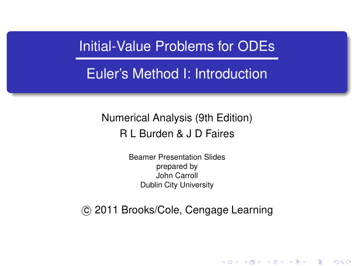 initial value problems for odes euler s method i
