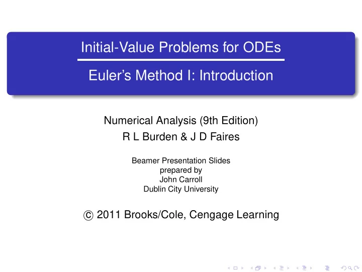 initial value problems for odes euler s method i