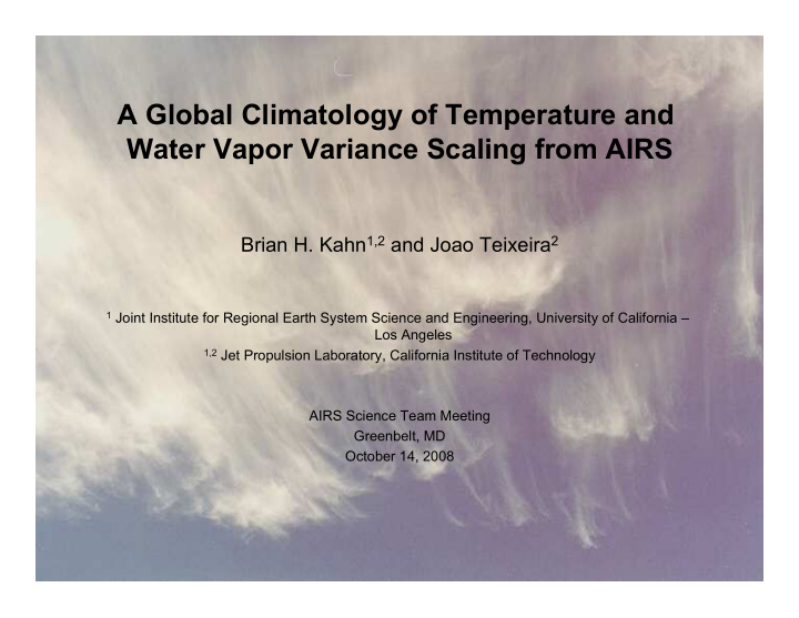 a global climatology of temperature and water vapor