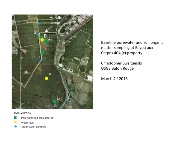 baseline porewater and soil organic matter sampling at