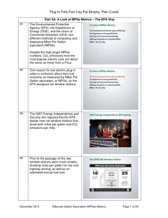 Plug-In Folly Part 3 by Pat Murphy, Plan Curtail Part 3A: A Look at MPGe Metrics  The EPA Way