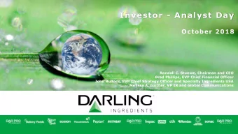 Investor - Analyst Day  October 2018  Randall C. Stuewe, Chairman and CEO  Brad Phillips, EVP Chief