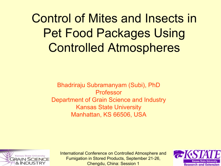 control of mites and insects in pet food packages using
