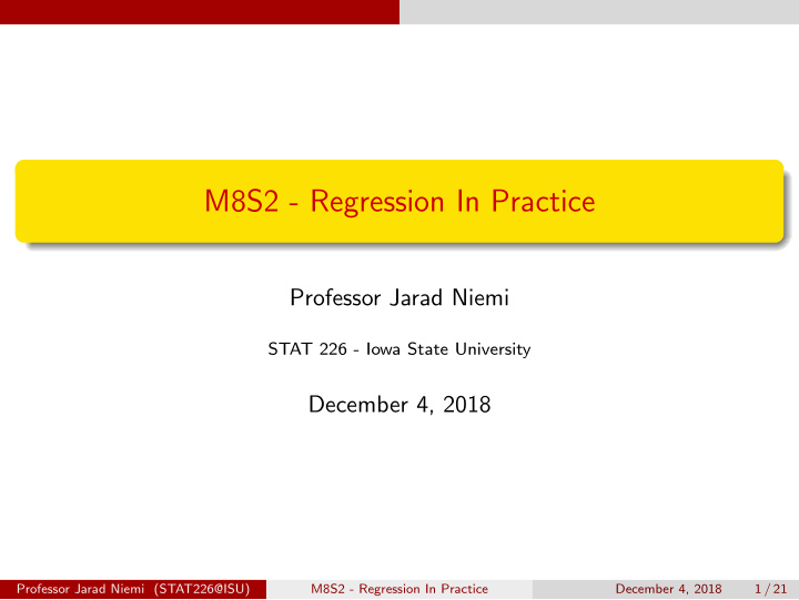 m8s2 regression in practice