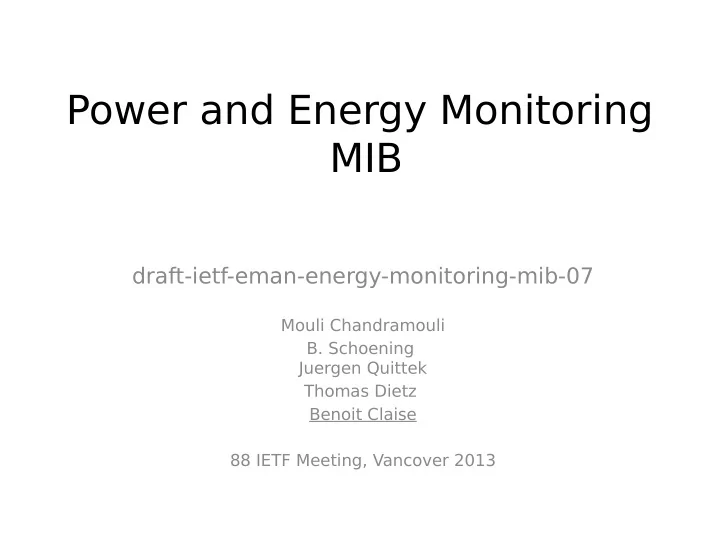 power and energy monitoring mib