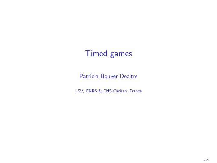 timed games