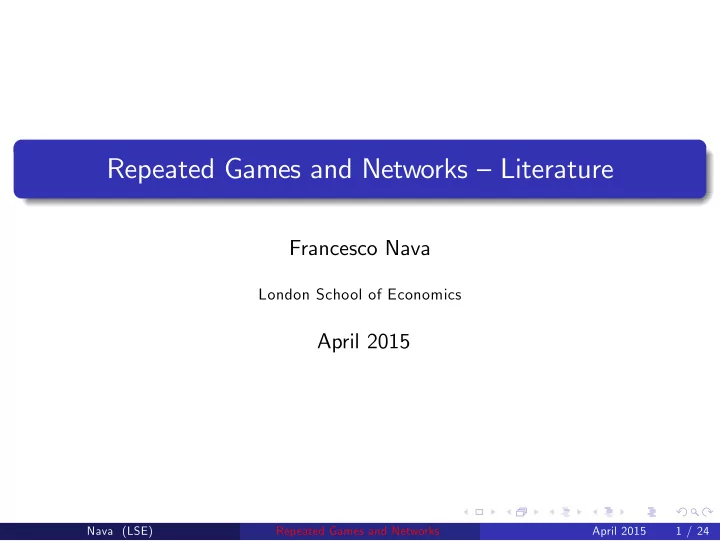 repeated games and networks literature