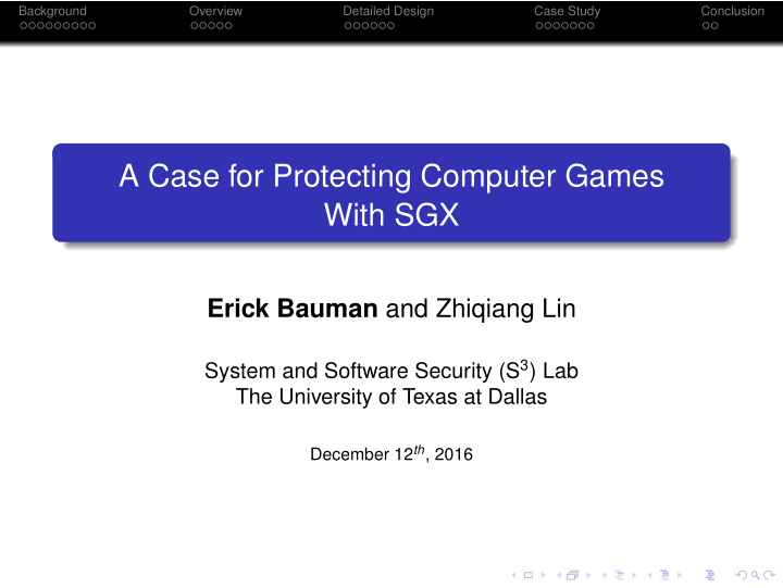 a case for protecting computer games with sgx