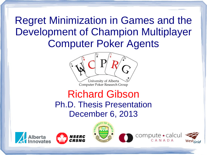 richard gibson ph d thesis presentation december 6 2013