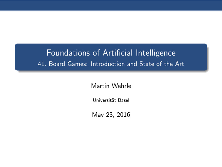 foundations of artificial intelligence