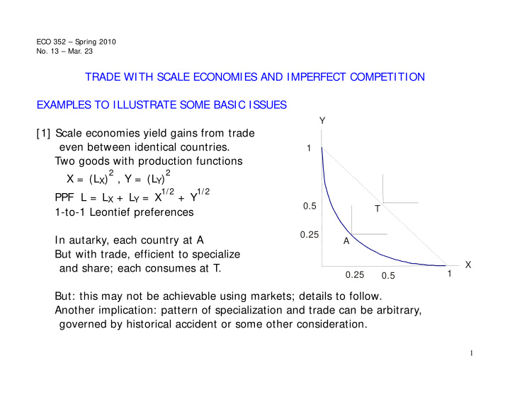 trade with scale economies and imperfect competition