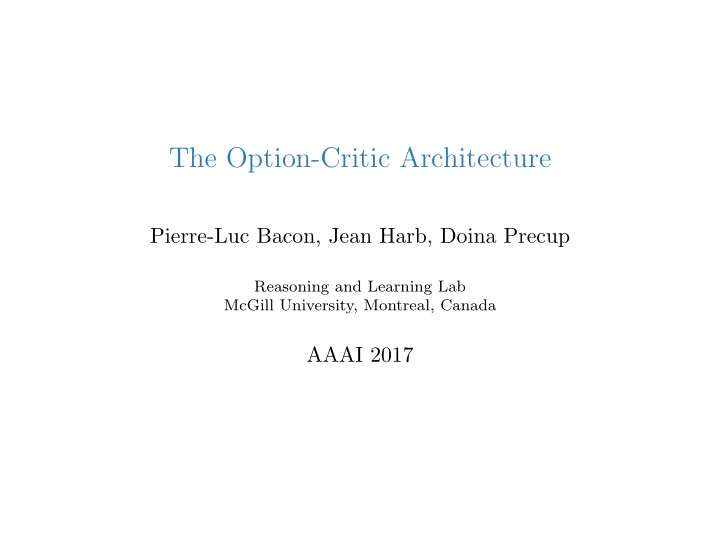 the option critic architecture