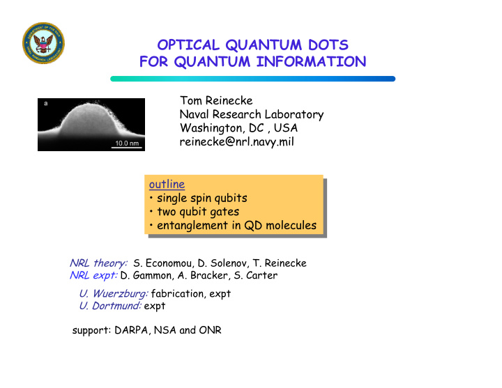 optical quantum dots for quantum information