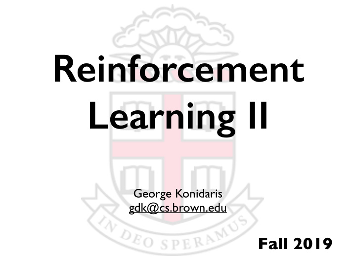 reinforcement learning ii