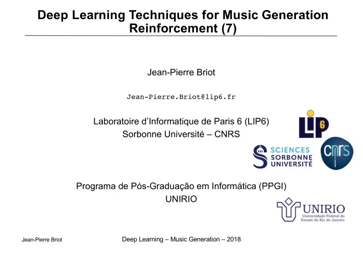 deep learning techniques for music generation